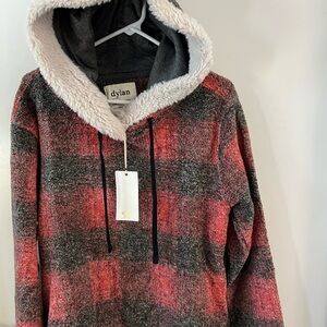 Dylan Women's Red and Gray Hooded Sweater- medium